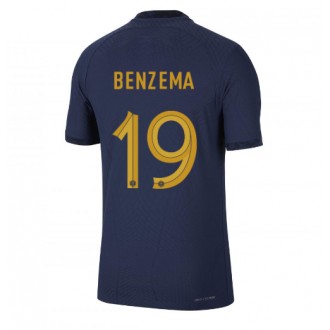 Herren Fußballbekleidung Frankreich Karim Benzema #19 Heimtrikot WM 2022 Kurzarm